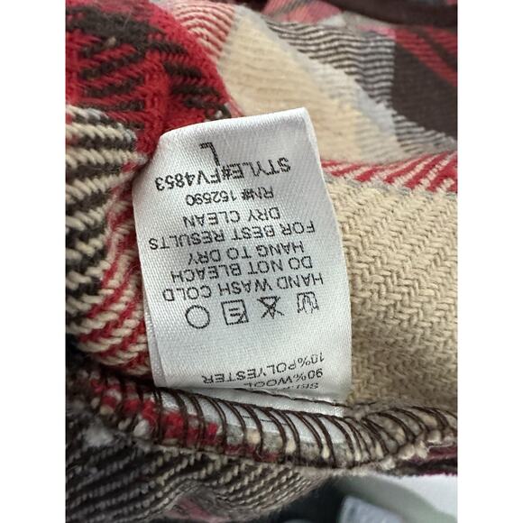 ETWO Plaid Waterfall Open Front Wool Polyester Vest New Size L - Picture 8 of 9